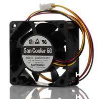 9a0612g422 Sanyo Denki Axial Fan, 12 V dc, DC Operation, 27.6cfm, 2.88W, 240mA Max, 60 x 60 x 25mm