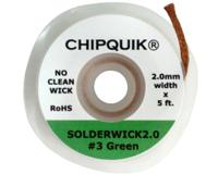solderwick20 CHIPQUIK SOLDERWICK2.0 5ft No Clean Desoldering Braid, Width 2mm