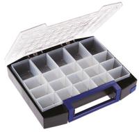 134934 Raaco 20 Cell Blue PC, PP Compartment Box, 78mm x 421mm x 361mm