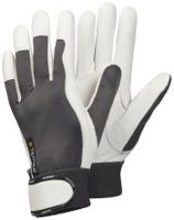 116-9 Tegera TEGERA Grey, White Unlined Leather Work Gloves, Size 9