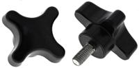 686-604 RS PRO Black 4-Arm Clamping Knob, M6, Threaded Stud
