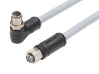 1205010121 Brad from Molex Cordset, 5 Contacts, Cable, M12 Connector, Plug, Socket, Female/Male, IP67, 120501 Series