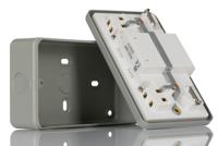 k22mpapn Powerbreaker PowerBreaker H 13A, BS Fixing, Passive, 2 Gang RCD Socket, Surface Mount , Switched, 230 V ac, Grey