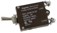 w31-x2m1g-20 TE Connectivity Thermal Circuit Breaker - W31  Single Pole 50 V dc, 240V ac Voltage Rating, 20A Current Rating