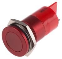 898-7680 RS PRO Red Panel Mount Indicator, 12V, 22mm Mounting Hole Size, Faston, Solder Lug Termination, IP67