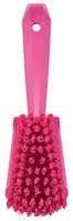41921 Vikan Hard Bristle Pink Scrubbing Brush, 36mm bristle length, PET bristle material