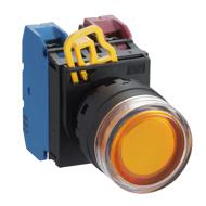 yw1l-mf2e10q4y Idec YW Series Illuminated Push Button Complete Unit, Panel Mount, 22mm Cutout, SPST, IP65