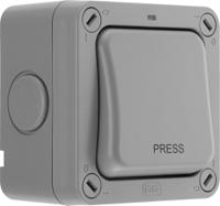 wp14-02 BG Electrical Grey Push Button Light Switch, 2 Way, 1 Gang, Storm