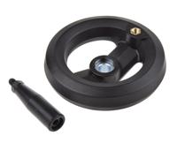 161-1991 RS PRO Black Glass-Fibre Reinforced Technopolymer Hand Wheel, 126mm diameter