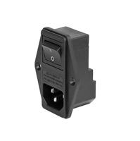 43046058 Schurter C14 Panel Mount IEC Connector Male, 10A, 250 VAC, Fuse Size 5 x 20mm