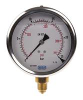 7075597 WIKA G 3/8 Analogue Pressure Gauge 25bar Bottom Entry 100mm Outside Diameter, UKAS