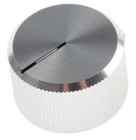 465-9842 RS PRO 20mm Silver Potentiometer Knob for 6.4mm Shaft Splined