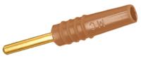 222609-27 Staubli Brown Male Test Plug, 2mm Connector, Solder Termination, 10A, 30 V, 60V dc, Gold Plating