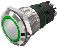 82-55522133 EAO 82 Series Illuminated Illuminated Push Button Switch, Latching, Panel Mount, 19mm Cutout, SPDT, Green LED, 240V,