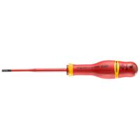 at4x100tve Facom Slotted Insulated Screwdriver, 4 mm Tip, 100 mm Blade, VDE/1000V, 210 mm Overall