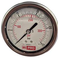 179-975 RS PRO BSP 1/4 Analogue Pressure Gauge 25bar Bottom Entry 63mm Outside Diameter