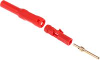 653314-21 Staubli Black/Red Male Banana Plug, 2mm Connector, Solder Termination, Gold Plating