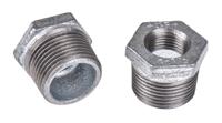 770241226 Georg Fischer Galvanised Malleable Iron Fitting, Straight Reducer Bush, Male BSPT 1in to Female BSPP 1/2in
