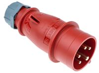 319 MENNEKES IP44 Red Cable Mount 3P + N + E Industrial Power Plug, Rated At 16A, 400 V,With Phase Inverter
