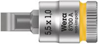 05003322001 Wera 1/4 in Drive Bit Socket, Slotted Bit, 1.2 x 6.5mm, 100 mm Overall Length