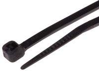 811-1593 RS PRO Cable Tie, Heat Stabilised, 265mm x 3.6 mm, Black Nylon, Pk-100