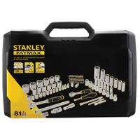fmmt82826-1 Stanley 81-Piece Metric 1/2 in; 1/4 in Deep Socket/Standard Socket/Bit Set with Ratchet, 6 point; Hex Bit; Phillips