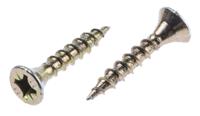 ult050 ULTI-MATE Pozisquare Countersunk Steel Wood Screw, Yellow Passivated, Zinc Plated, 4mm Thread, 25mm Length