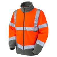 f01-o-xl Leo Workwear Orange Unisex Hi Vis Fleece, XL
