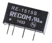 re-1515s Recom RE DC-DC Converter, 15V dc/ 66mA Output, 13.5 → 15.5 V dc Input, 1W, Through Hole, +85°C Max Temp -40°C