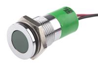 703-9070 RS PRO Green Panel Mount Indicator, 6 → 36V dc, 14mm Mounting Hole Size, Lead Wires Termination, IP67