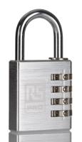 196-3973 RS PRO Combination Aluminium Combination Padlock, 6mm Shackle, 40mm Body