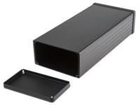 1455n2201bk Hammond 1455 Series Black Aluminium Enclosure, IP54, Black Lid, 220 x 103 x 53mm