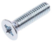 553-431 RS PRO Pozi M4 Countersunk Steel Machine Screws DIN 965 x 16.0mm