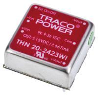 thn-20-2423wi TRACOPOWER THN 20WI DC-DC Converter, ±15V dc/ ±667mA Output, 9 → 36 V dc Input, 20W, Through Hole, +85°C Max