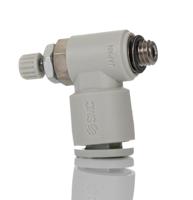 as1201f-m5-06 SMC AS Series Threaded Flow Regulator, M5 x 0.8 Male Inlet Port x M5 x 0.8 Male Outlet Port x 6mm Tube Outlet Port