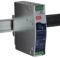 wdr-60-24 MEAN WELL WDR Switched Mode DIN Rail Power Supply, 180 → 550 V ac / 254 → 780V dc ac, dc Input, 24 V dc