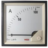186-2505 RS PRO Analogue Panel Ammeter 0/100A For Shunt 75mV DC, 96mm x 96mm, 1 % Moving Coil