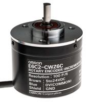 e6c2-cwz6c-100pr-2m Omron E6C2 Series Incremental Incremental Encoder, 100 ppr, NPN Open Collector Signal, Solid Type, 6mm Shaft