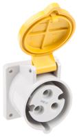 1394 MENNEKES IP44 Yellow Panel Mount 3P Industrial Power Socket, Rated At 32A, 110 V