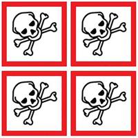 181-2250 RS PRO White Gloss Polymeric Vinyl Safety Labels, GHS Toxic-Text 100 mm x 100mm