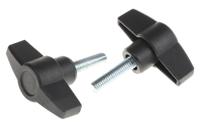 169-323 RS PRO Black Wing Clamping Knob, M8, Threaded Stud