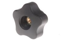 69897 Elesa  Black Multiple Lobes Clamping Knob, M6, Threaded Through Hole