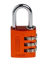 14530-orange ABUS 145/30 Combination Weatherproof Aluminium, Steel Safety Padlock, 5mm Shackle, 30mm Body