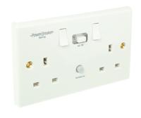 k22wp-c Powerbreaker PowerBreaker H 13A, BS Fixing, Passive, 2 Gang RCD Socket, Polycarbonate, Surface Mount , Switched, 230 V