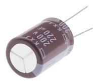 ekxj201ell221mm25s CHEMI-CON 220μF Aluminium Electrolytic Capacitor 200V dc, Radial, Through Hole - EKXJ201ELL221MM25S
