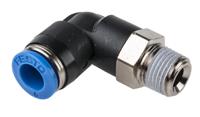 qsl-18-6 Festo QS Series Elbow Threaded Adaptor, R 1/8 Male to Push In 6 mm, Threaded-to-Tube Connection Style, 153046
