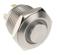 175-9525 RS PRO Illuminated Push Button Switch, Momentary, Panel Mount, 16mm Cutout, SPST, Blue LED, 36V dc, IP67