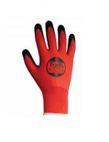 a-tg1895-rd-8 Traffi TG1895 Red Elastane, Polyester Elastane, Nylon Work Gloves, Size 8, Nitrile Foam Coating