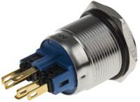 811-8487 RS PRO Illuminated Push Button Switch, Latching, Panel Mount, 22mm Cutout, SPDT, Blue LED, 250V ac, IP65, IP67