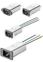 fn9255b-20-06 Schaffner 20A, 250 V ac Male Front Mount IEC Inlet Filter 2 Pole FN9255B-20-06, Faston